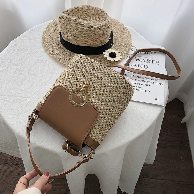 Small Straw Bucket Bags For Women 2020 Summer Crossbody Bags Lady