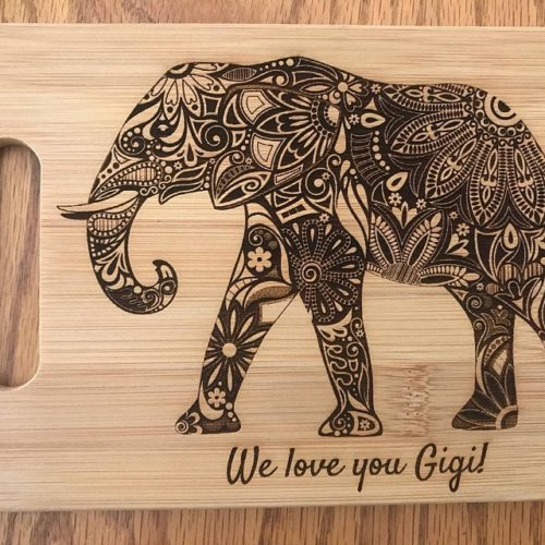 Personalized Elephant Cutting Board - Animal Design - Wildlife Art - Housewarming Gift - Closing - Nature Lover - Flower Elegant - Anniversary - Art photo review