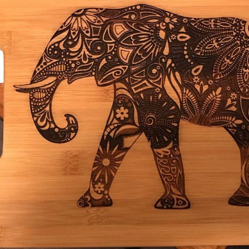 Personalized Elephant Cutting Board - Animal Design - Wildlife Art - Housewarming Gift - Closing - Nature Lover - Flower Elegant - Anniversary - Art photo review