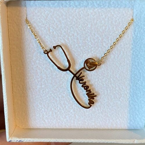 Custom Name Stethoscope Necklace | Nurse Gift | Doctor Gift | Graduation Gift | Medical Student Gift | Dainty Name Necklace photo review