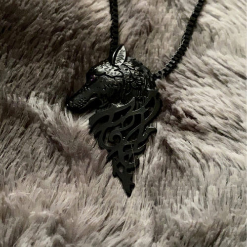Wolf Necklace - Celtic Viking Necklace Gift For Men Women Wolf Costume - Pagan Wiccan Jewelry - Totem Matching His and Hers Couples Necklace photo review