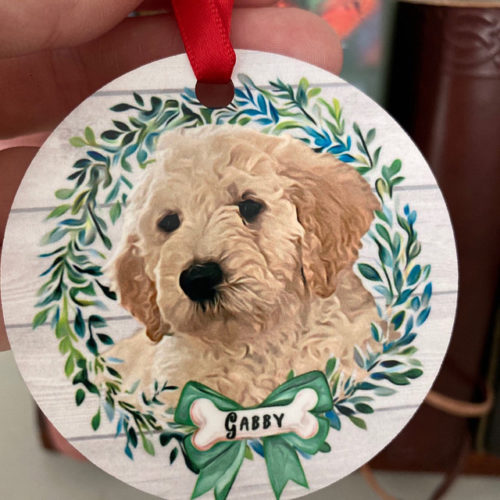 Custom Dog Ornament Made from Photo, Ornament Personalized Pet Custom Pet Decor, Custom Pet Portrait Ornament, Custom Dog Christmas Ornament photo review