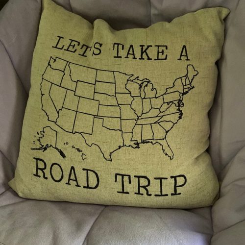 Let's Take A Road Trip pillow sham - travel gift - adventure camper decor - customizable pillow - united states map pillow - DIY camping gift photo review