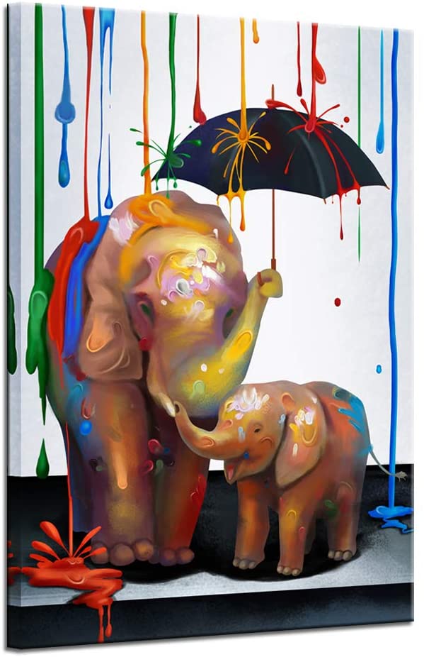 LevvArts Elephant Paintings Wall Art Abstract Animal