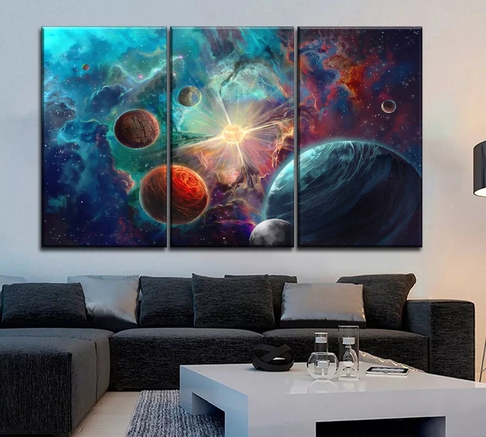 Space Wall Art, Space Painting, Milky Way Canvas Art, Split Canvas ...
