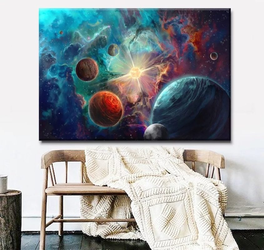 Space Wall Art, Space Painting, Milky Way Canvas Art, Split Canvas