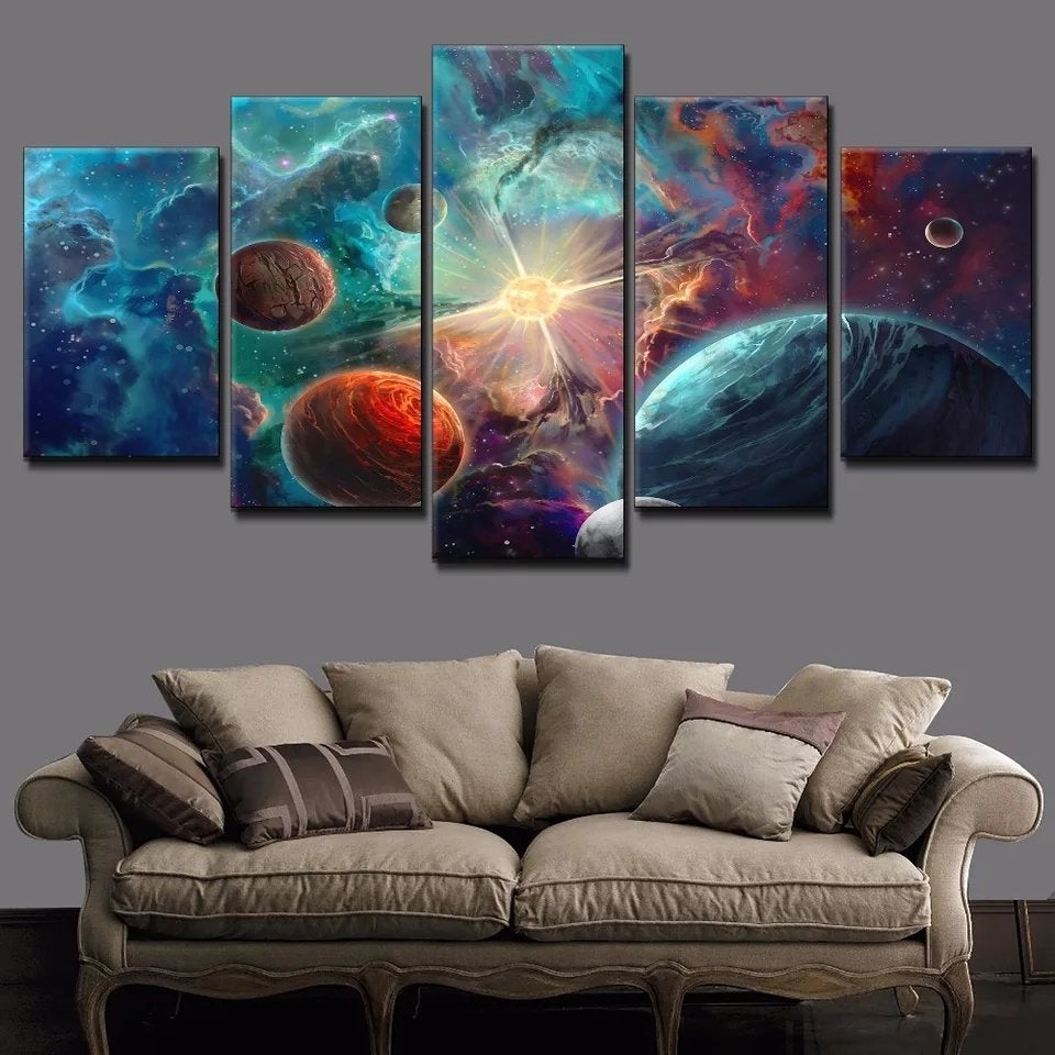 Space Wall Art, Space Painting, Milky Way Canvas Art