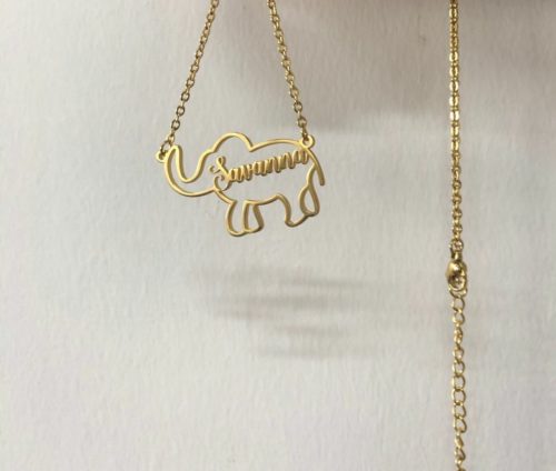 Lovely Elephant Animal Personalized Custom Name Necklace photo review