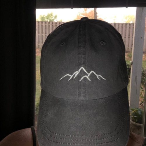 Mountain Hat,Mountain print baseball cap, Hiking hat, adventure, PIGMENT DYED Baseball Hat photo review