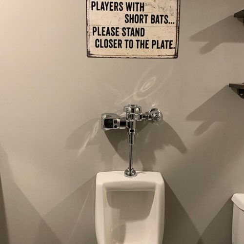 Players with short Bats | Funny Bathroom Gift 8x12 Metal Sign Wall photo review