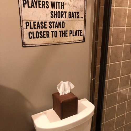 Players with short Bats | Funny Bathroom Gift 8x12 Metal Sign Wall photo review