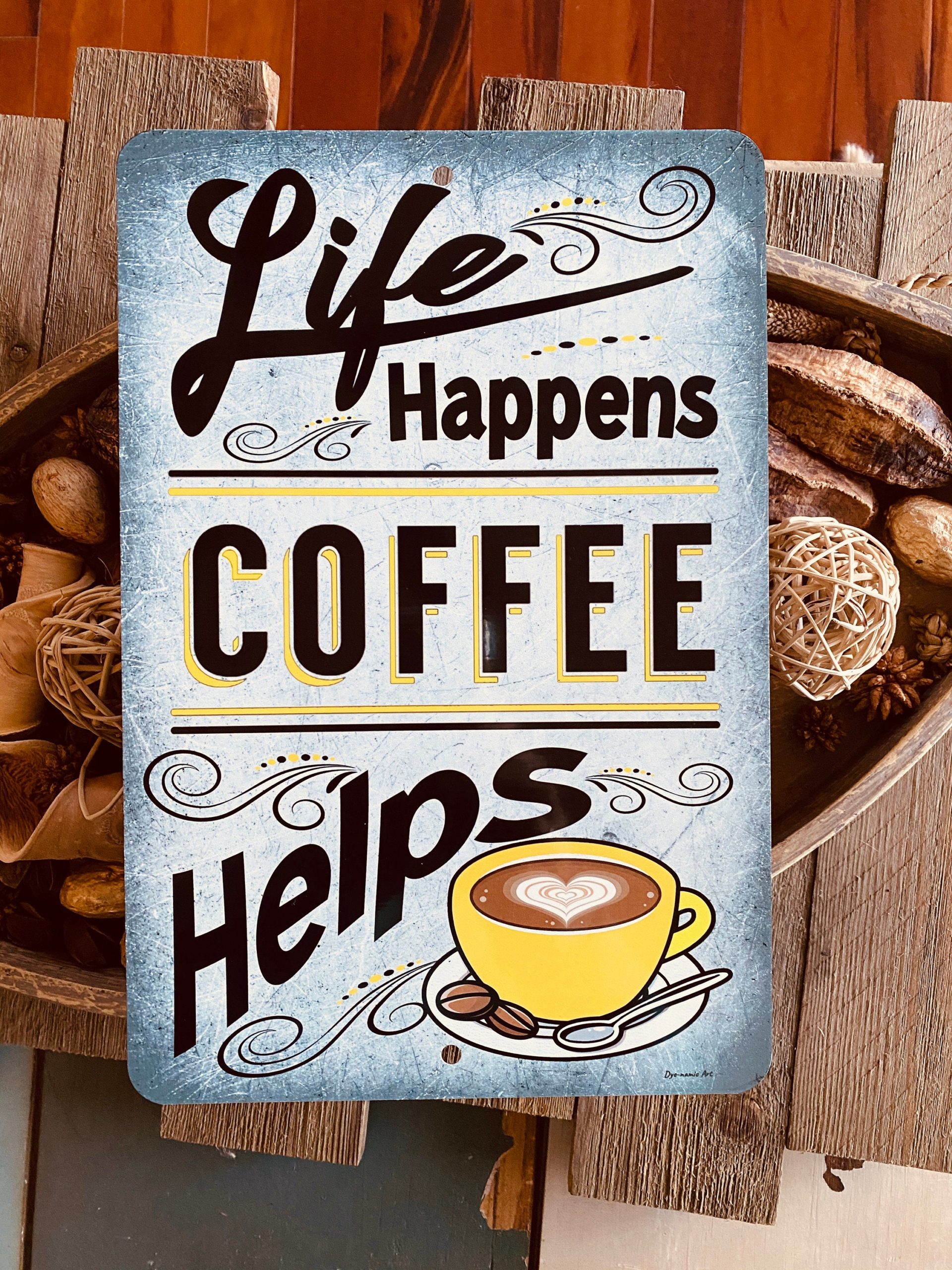 Life Happens Coffee Helps - Metal Coffee Sign - Vintage Coffee Bar ...